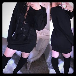 🔥Sexy Lace-up Sweater Dress, Sz M, Black NWT❗️